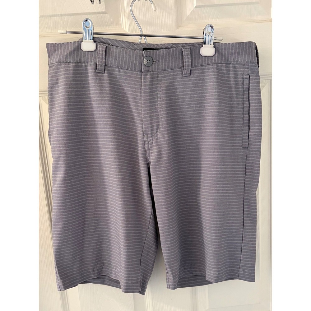 TravisMathew Men's 34 Gray Striped Stretch Performance Golf Shorts